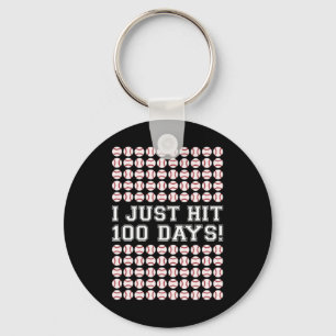 Hit 100 Days Of School Baseball Teacher Boys 100th Keychain