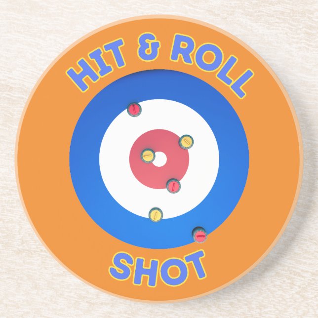 Hit and Roll Curling Shot Coaster (Front)
