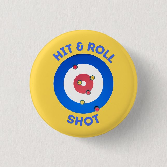 Hit and Roll Curling Shot T-Shirt Button (Front)
