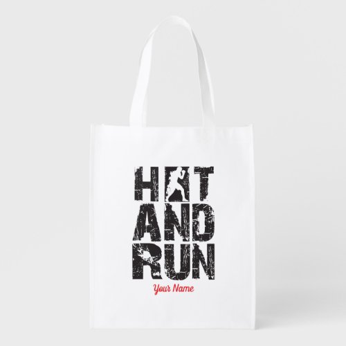 Hit And Run Boxer Silhouette Combat Sports Typogra Grocery Bag