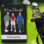 Hit &#39;em Straight Black Personalized  Golf Towel at Zazzle