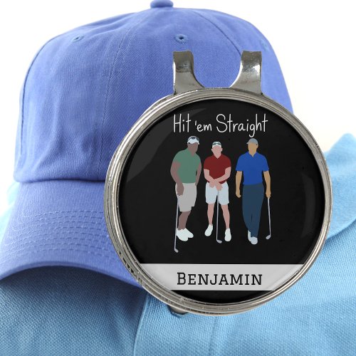 Hit em Straight Digital Golfers Custom Hat Clip