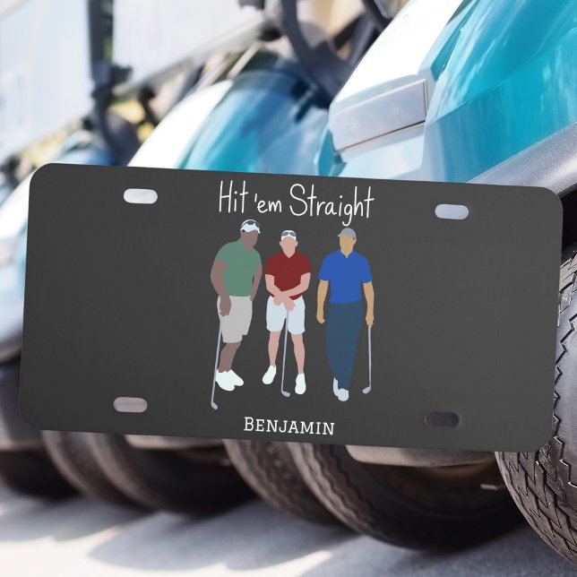 Hit 'em Straight Digital Golfers Custom  License Plate (Creator Uploaded)