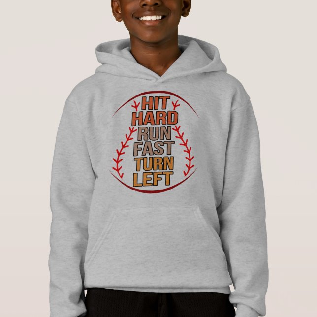 Hit Hard Run Fast Baseball Player Sports Lover Coa Hoodie (Front)