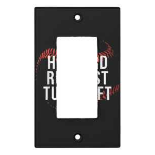 Hit Hard Run Fast Turn Left Funny Baseball Player  Light Switch Cover