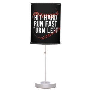 Hit Hard Run Fast Turn Left Funny Baseball Player  Table Lamp
