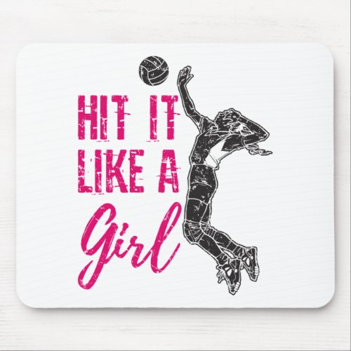 Hit It Like a Girl Volleyball Player Women Girls Mouse Pad