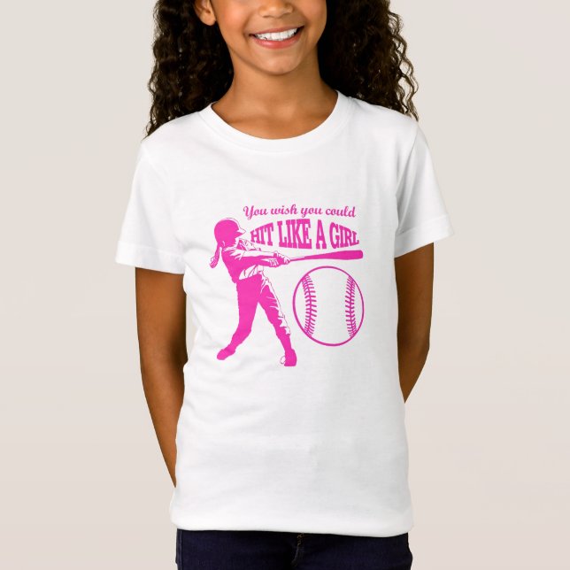 Hit Like A Girl - Baseball T T-Shirt (Front)