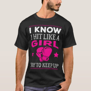 Hit Like A Girl Funny Boxing Women Gift  T-Shirt