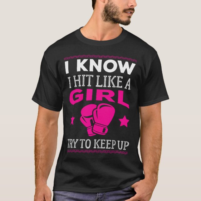 Hit Like A Girl Funny Boxing Women Gift  T-Shirt (Front)