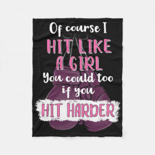 Hit Like A Girl T Shirt Fun Kickboxing Boxing Tee Fleece Blanket