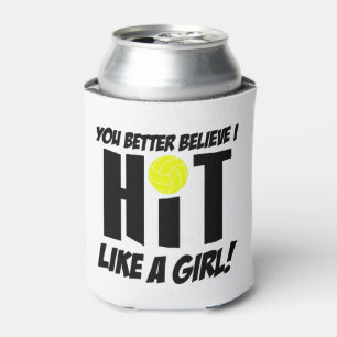 hit like a girl volleyball can cooler