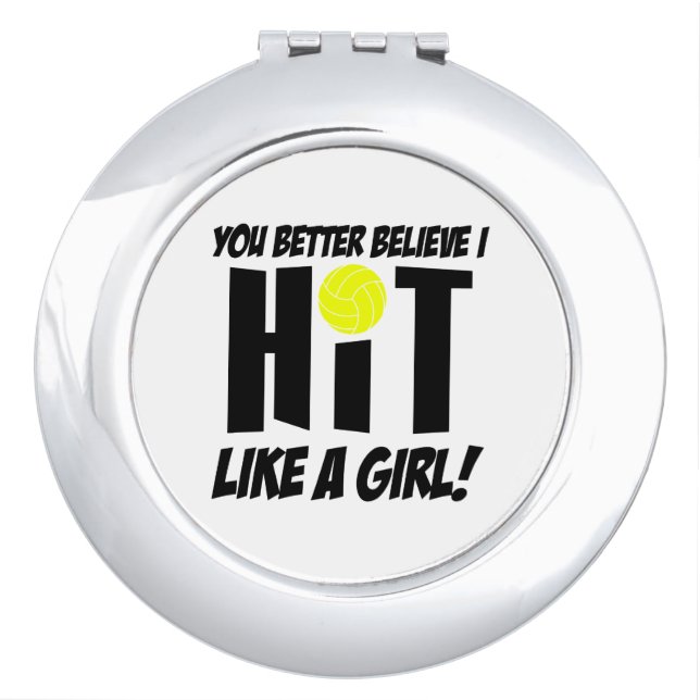 hit like a girl volleyball compact mirror (Front)
