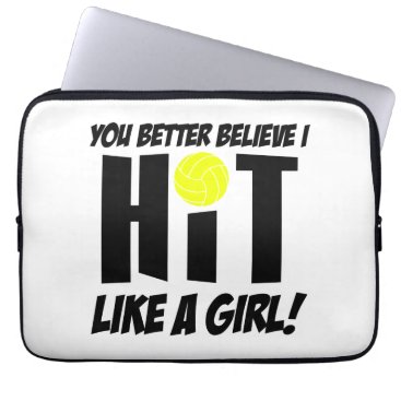 hit like a girl volleyball laptop sleeve