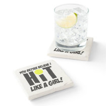 hit like a girl volleyball stone coaster