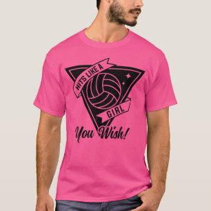 Hit Like Girl Volleyball Player Sport Game Beach V T-Shirt