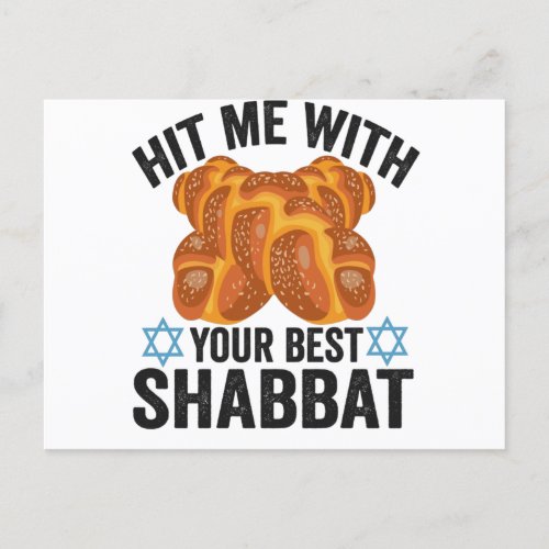 Hit me With Your Best Shabbat Funyn Hanukkah Food Postcard