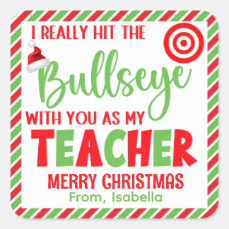 Hit The Bullseye Christmas Square Sticker