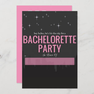 Hit The City Skyline Bachelorette Party Invitation