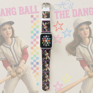 Hit The Dang Ball Funny Baseball Mom Doll Face Apple Watch Band
