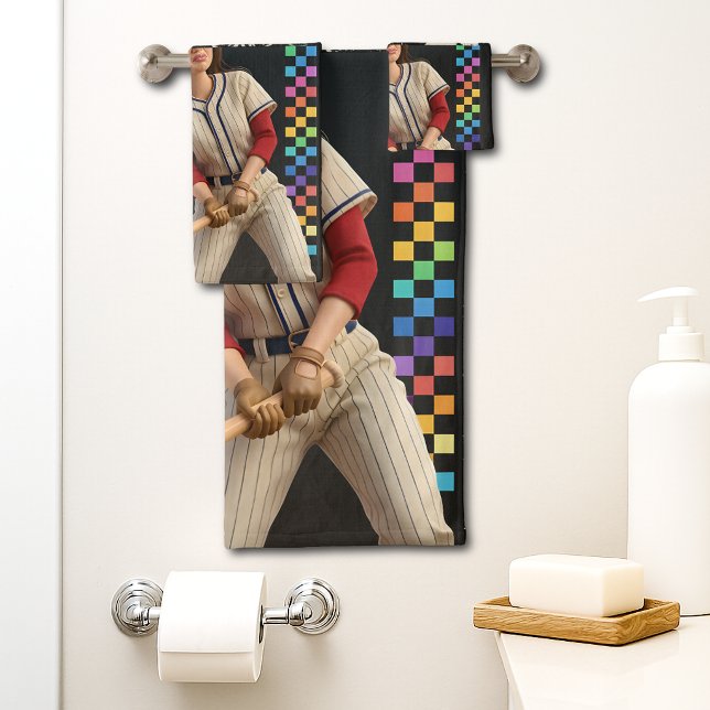 Hit The Dang Ball Funny Baseball Mom Doll Face Bath Towel Set (Creator Uploaded)