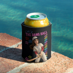 Hit The Dang Ball Funny Baseball Mom Doll Face Can Cooler