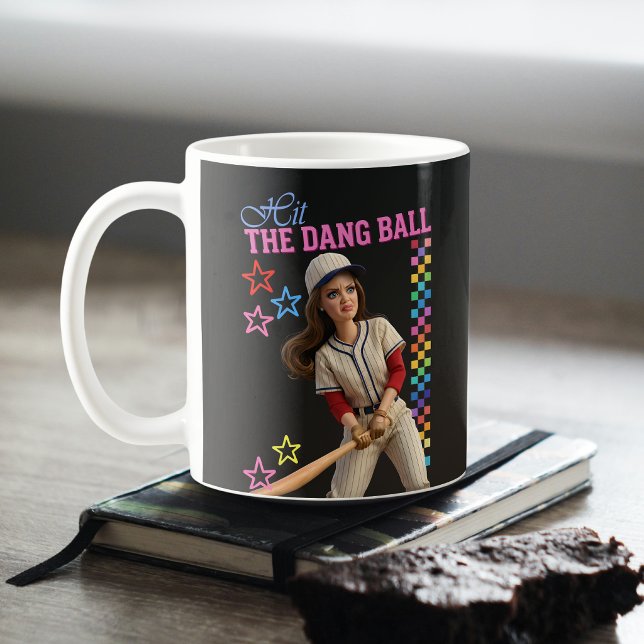 Hit The Dang Ball Funny Baseball Mom Doll Face Coffee Mug (Creator Uploaded)