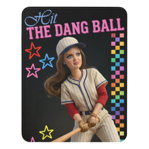 Hit The Dang Ball Funny Baseball Mom Doll Face Door Sign