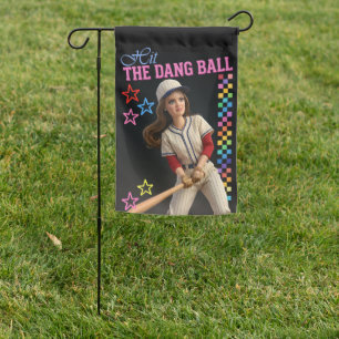Hit The Dang Ball Funny Baseball Mom Doll Face Garden Flag