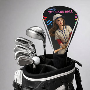 Hit The Dang Ball Funny Baseball Mom Doll Face Golf Head Cover
