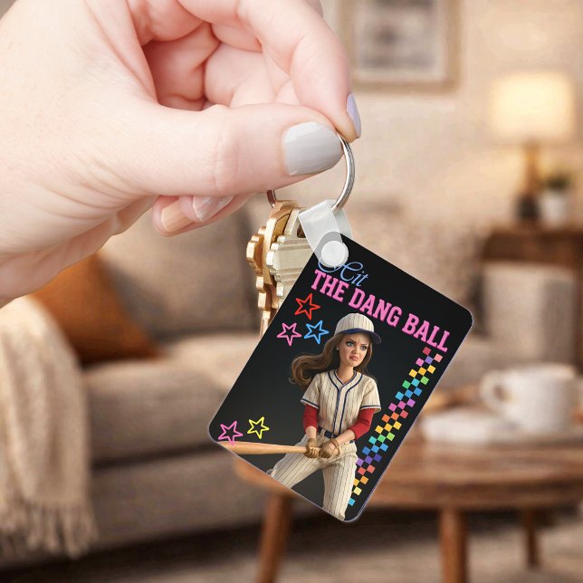 Hit The Dang Ball Funny Baseball Mom Doll Face Keychain (Creator Uploaded)