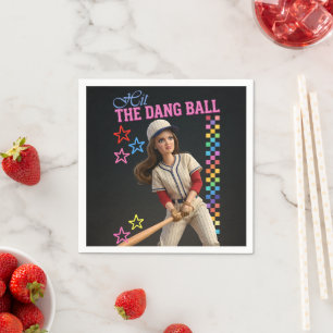 Hit The Dang Ball Funny Baseball Mom Doll Face Napkins