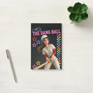 Hit The Dang Ball Funny Baseball Mom Doll Face Post-it Notes