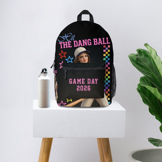 Hit The Dang Ball Funny Baseball Mom Doll Face Printed Backpack (Creator Uploaded)