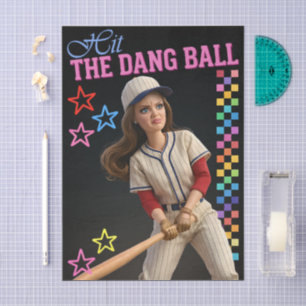 Hit The Dang Ball Funny Baseball Mom Doll Face Tissue Paper