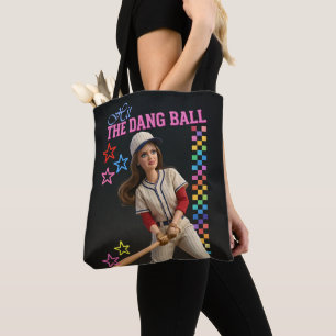 Hit The Dang Ball Funny Baseball Mom Doll Face Tote Bag