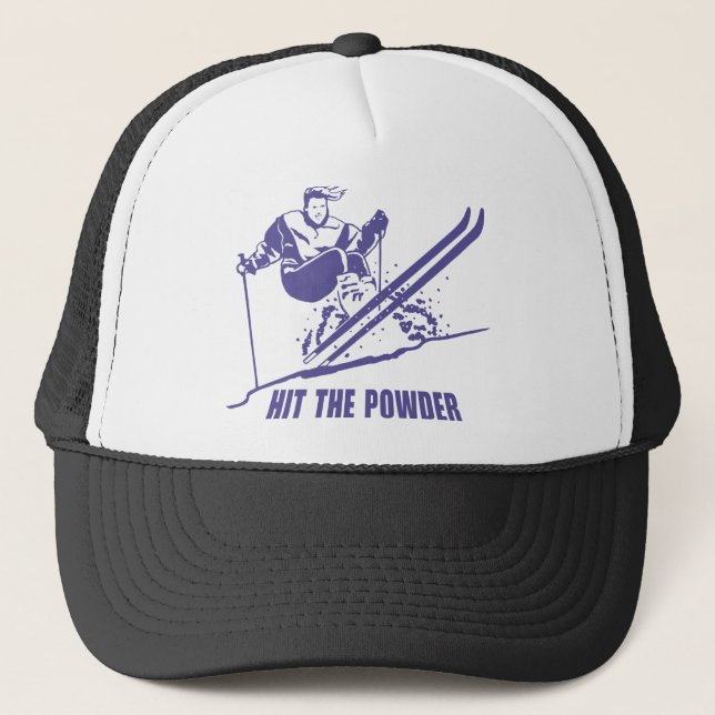 Hit The Powder - Snow Skiing / Skier Trucker Hat (Front)