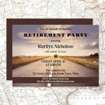 Hit The Road Country Retirement Party Invitation by sunnysites at Zazzle