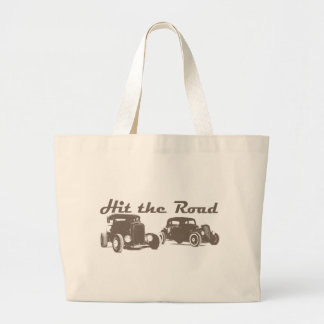 Hit the Road - Hot Rods flat brown Large Tote Bag