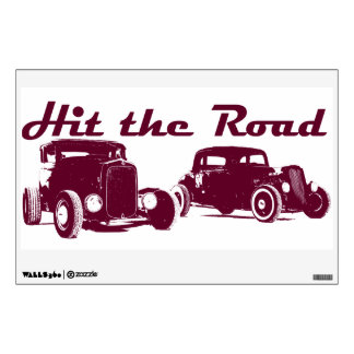 Hit the Road - Hot Rods original artwork. Burgundy Wall Decal