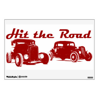 Hit the Road Hot-Rods. Red version Wall Decal