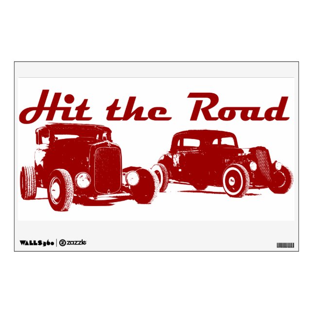 Hit the Road Hot-Rods. Red version Wall Decal (Front)