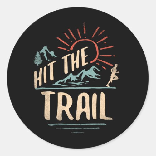 Hit the Trail Runner _ Retro Style Vintage Running Classic Round Sticker