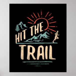Hit the Trail Runner - Retro Style Vintage Running Poster