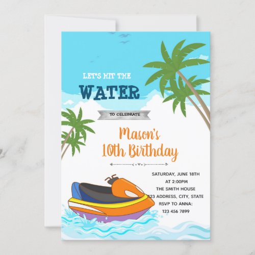 Hit the water birthday invitation