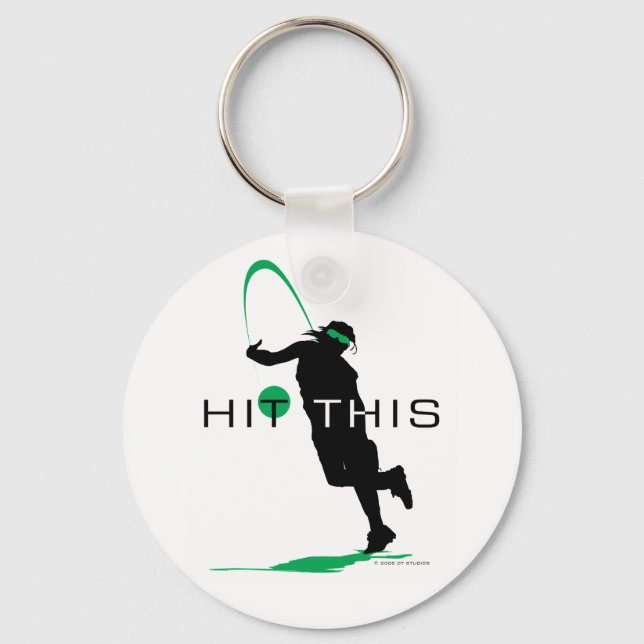 Hit This Green Pitcher Softball Keychain (Front)