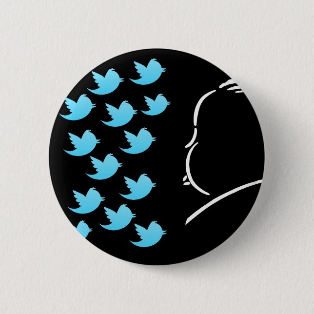 Hitch and Tweets Pinback Button (Front)