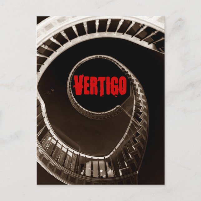 Hitchcock-esque Vertigo Dark Circular Stairwell Postcard (Front)
