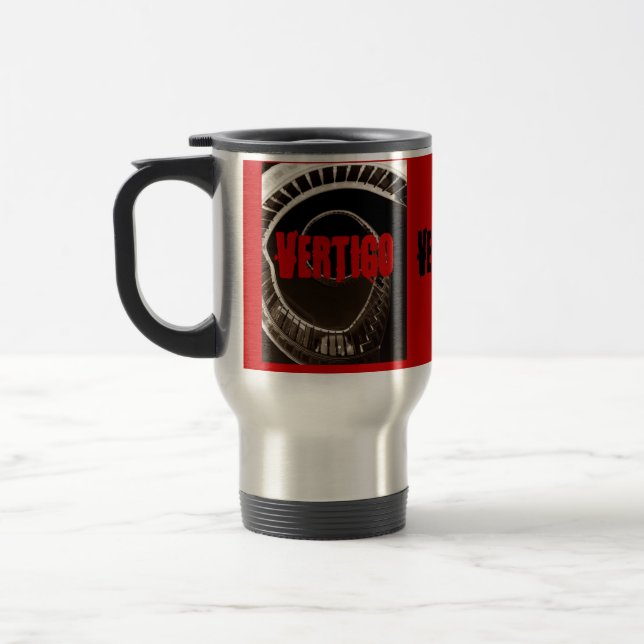 Hitchcock-esque Vertigo Dark Circular Stairwell Travel Mug (Left)