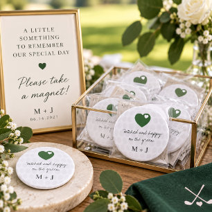 'Hitched and Happy on the Green' Golf Wedding Magnet